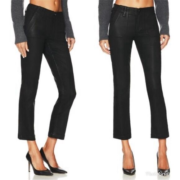 PAIGE Pants - Revolve Paige MAYSLIE STRAIGHT ANKLE BLACK FOG LUXE COATING